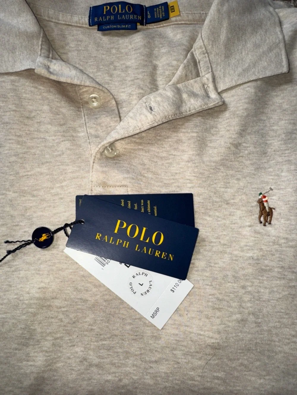 Polo by Ralph Lauren Beige Polo Shirt with Embroidered Pony
